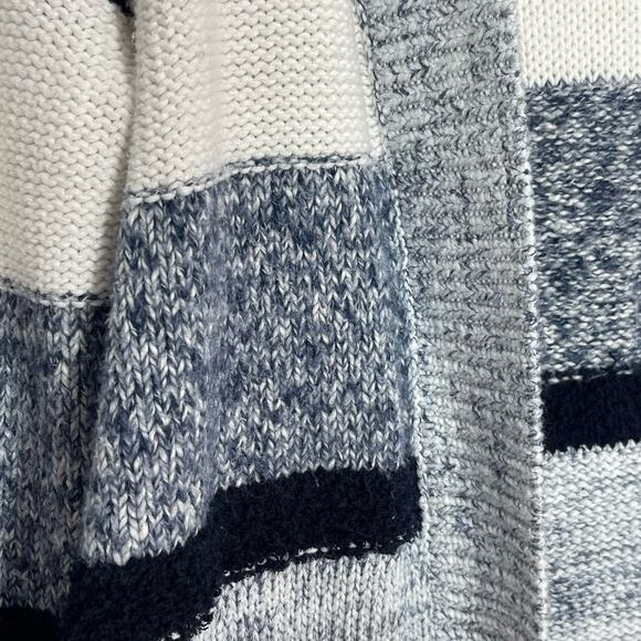 LOFT Cardigan Sweater Women's Size Small Blue Marled Striped Knit Open Front - Picture 7 of 9